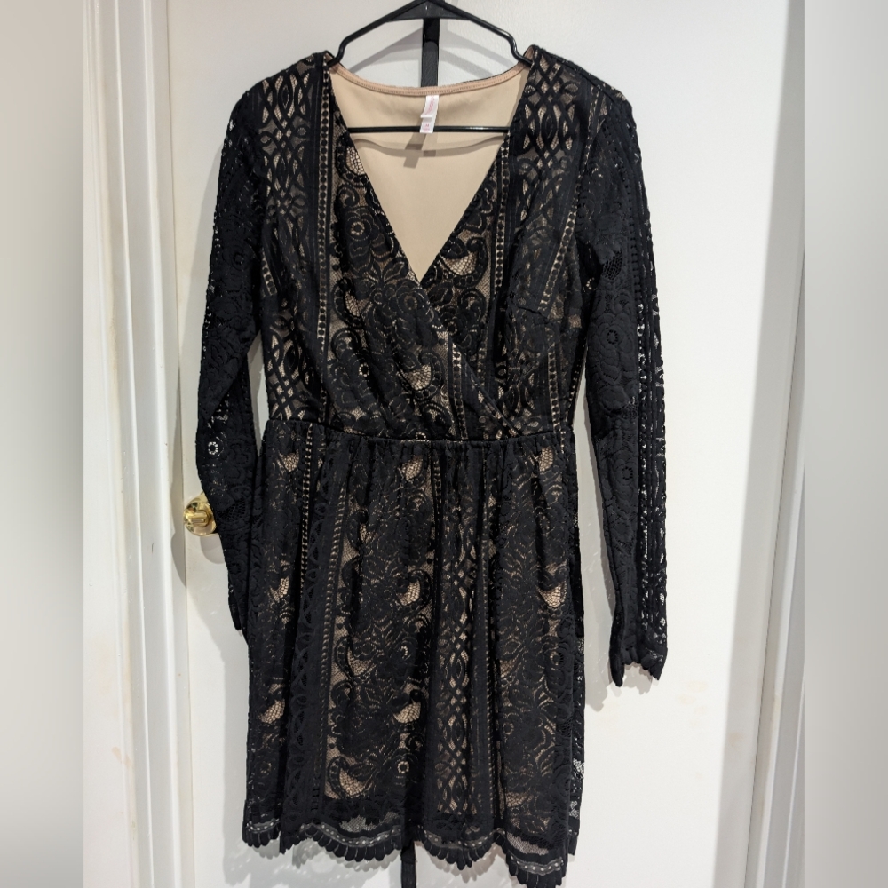 Xhilaration Black Lace Long sleeve Dress
